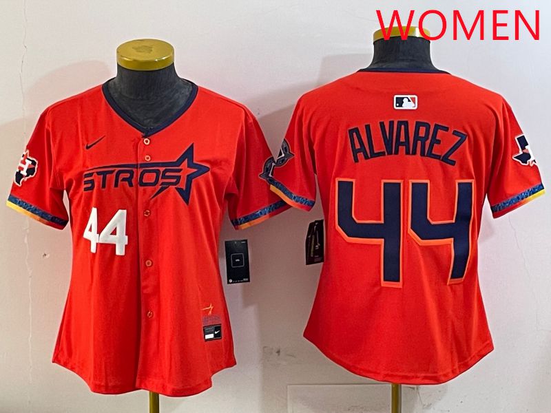 Women Houston Astros 44 Alvarez Orange Fourth generation Joint Name Nike 2025 MLB Jersey style 3